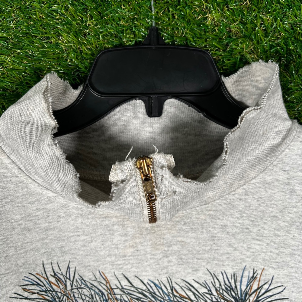 Vintage AU Sportswear 1994 Wolf Graphic Quarter Zip Sweatshirt‎ Mens XL Gray USA - Picture 12 of 13